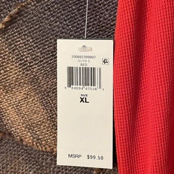 Lauren Ralph Lauren Waffle-Knit Cotton Henley Dress size XL NWT Red - Picture 5 of 5